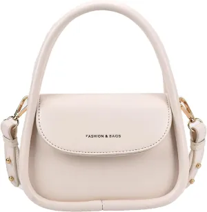 Trendy Women's Small Leather Handbag - Cute Top Handle Crossbody Satchel Bag (White)