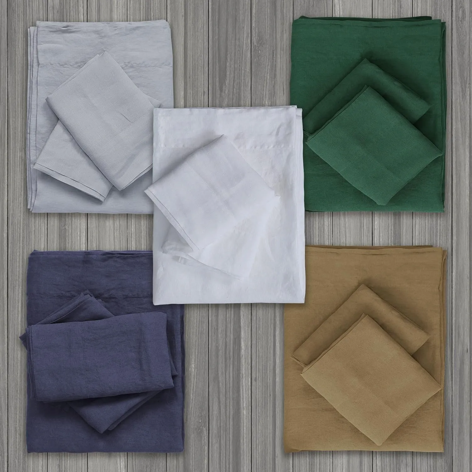 Tribeca Living 100% French Linen 4-Piece Bed Sheet Set, Silver Grey, Cal King Sheets - Extra Deep Pocket Bed Sheet Set, European Flax Certified, Garment Washed, Solid