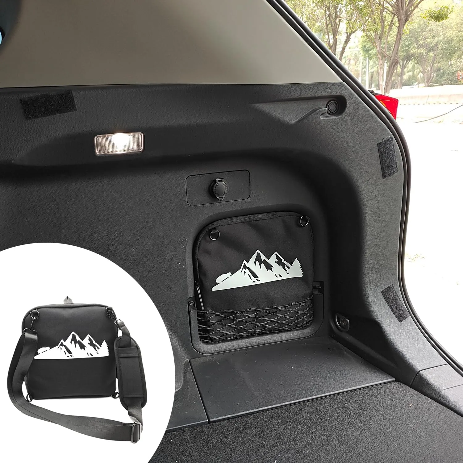 Trunk Upgrade, Trunk Organizer Pocket Multifunction Backpack, Trunk Cubby Storage bag，Cargo side pocket For Toyota Rav4 2025 2024 2023 2022 2021 2020 2019 Black, 1 pc