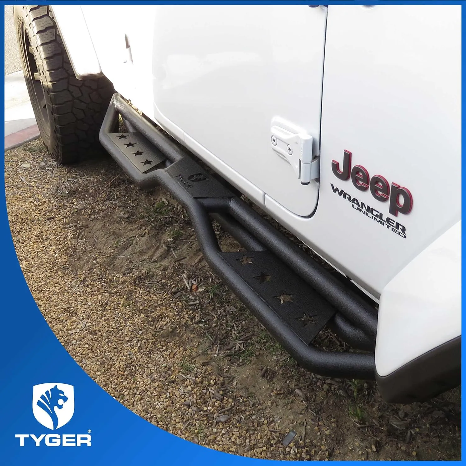 Tyger Auto Star Strider Compatible with 2018-2024 Jeep Wrangler JL 4-Door (Fits 21-24 4xe; Not Fit JK) | TG-SR2J74918 | Side Step Rails Nerf Bars Running Boards