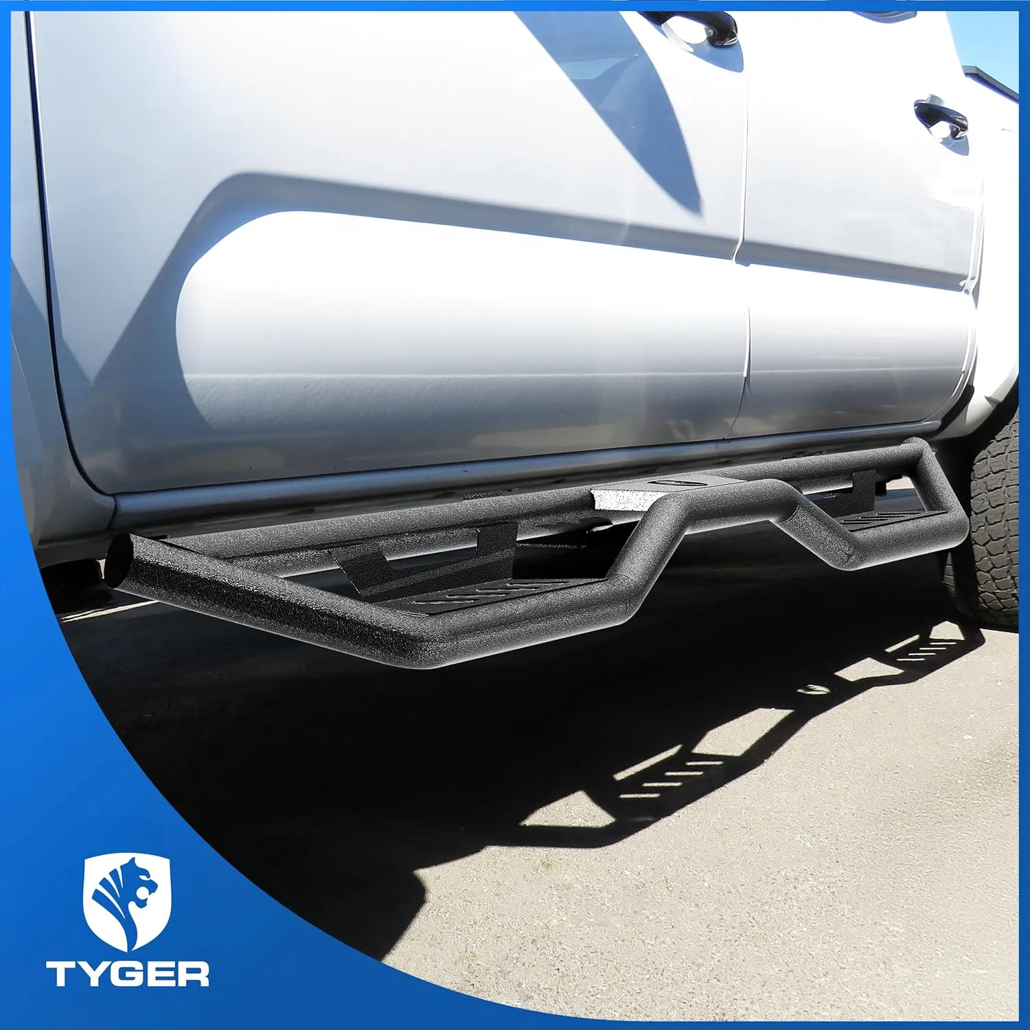 Tyger Auto Tyger Kobra Running Boards Compatible with 2005-2023 Toyota Tacoma | Double Cab | TG-KB2T25005 | Textured Black Drop Step Rail