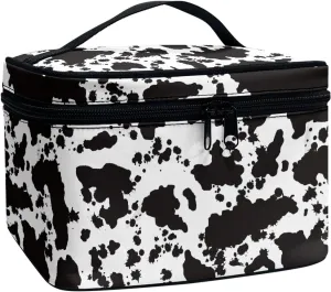 Uasibuni Black Camo Makeup Bag with Zipper Medium Cosmetic Bag with Handle Toiletry Bag Small Cosmetic Bag for Purse