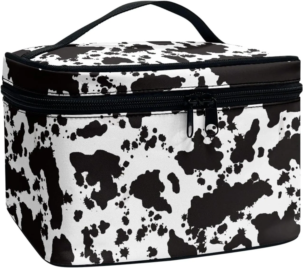 Uasibuni Black Camo Makeup Bag with Zipper Medium Cosmetic Bag with Handle Toiletry Bag Small Cosmetic Bag for Purse