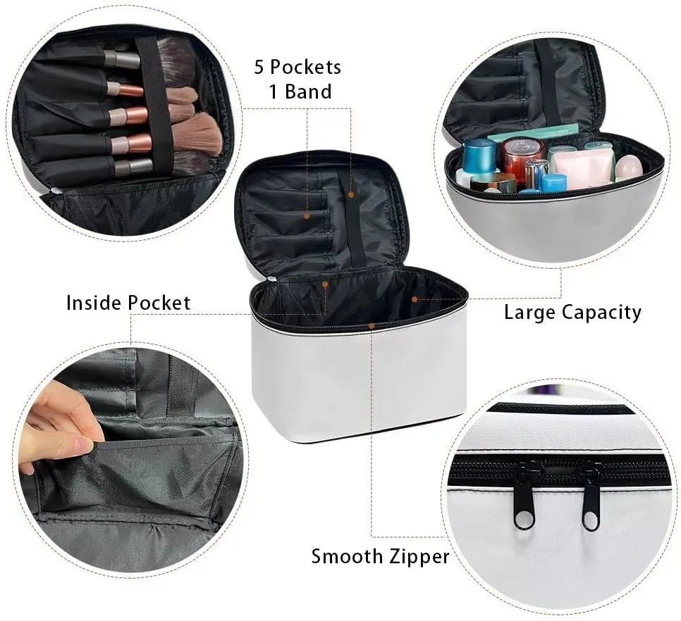 Uasibuni Black Camo Makeup Bag with Zipper Medium Cosmetic Bag with Handle Toiletry Bag Small Cosmetic Bag for Purse