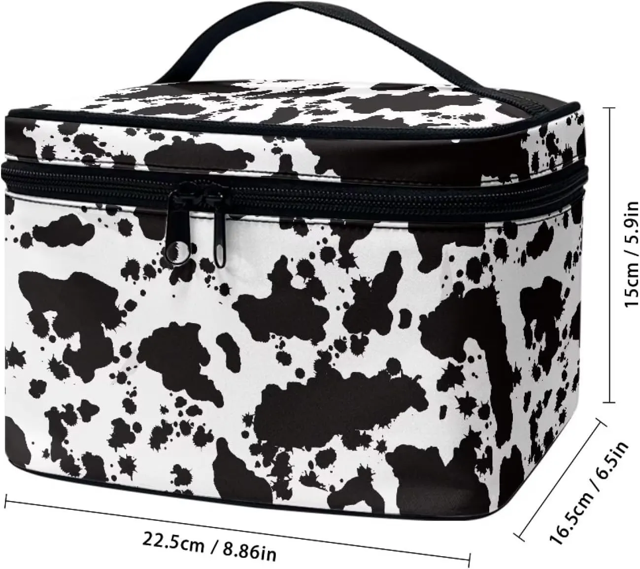 Uasibuni Black Camo Makeup Bag with Zipper Medium Cosmetic Bag with Handle Toiletry Bag Small Cosmetic Bag for Purse