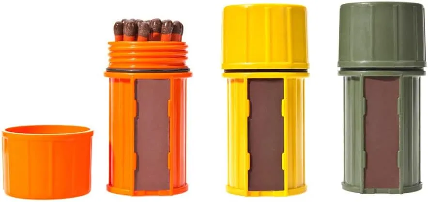 UCO Stormproof Match Kit with Waterproof Case, 25 Stormproof Matches and 3 Strikers - Orange, Green, and Yellow