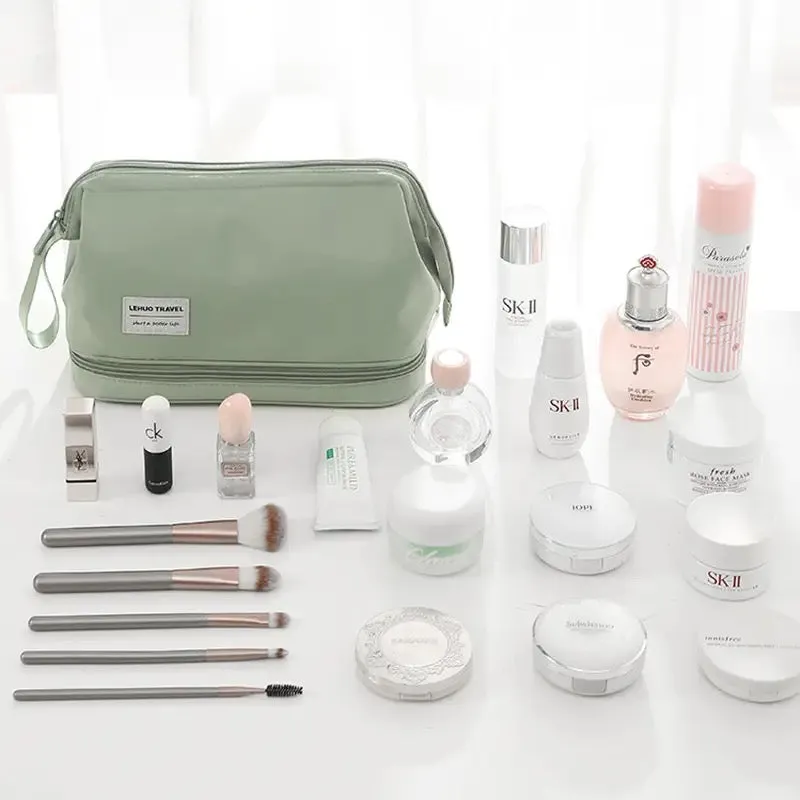 Ultimate Makeup Travel Pouch, Double Layer Cosmetic Bag, Waterproof Organizer Case, Unique Makeup Bag, Cosmetic Travel Bag, Waterproof Organizer Case, Toiletry Bag for Women