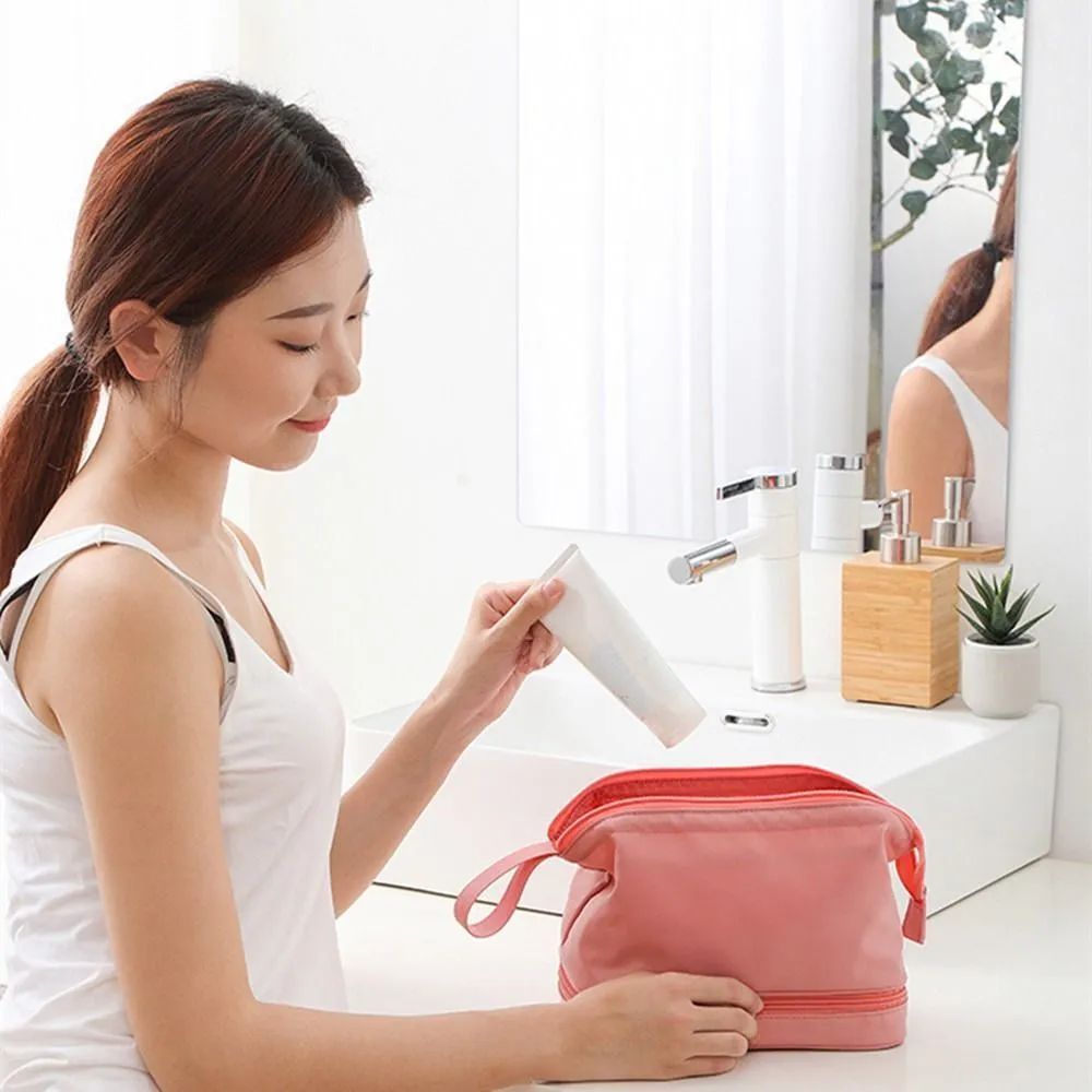 Ultimate Makeup Travel Pouch, Double Layer Cosmetic Bag, Waterproof Organizer Case, Unique Makeup Bag, Cosmetic Travel Bag, Waterproof Organizer Case, Toiletry Bag for Women