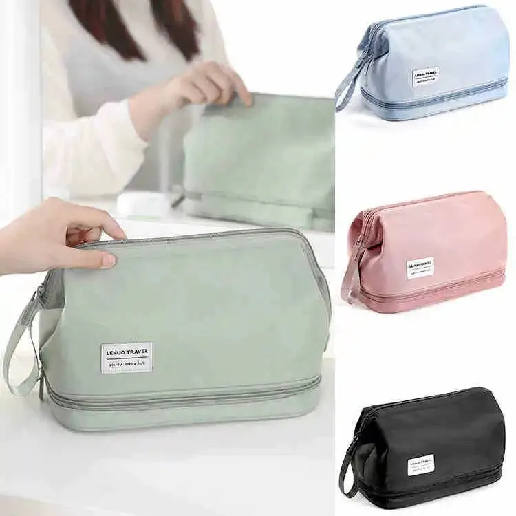 Ultimate Makeup Travel Pouch, Double Layer Cosmetic Bag, Waterproof Organizer Case, Unique Makeup Bag, Cosmetic Travel Bag, Waterproof Organizer Case, Toiletry Bag for Women