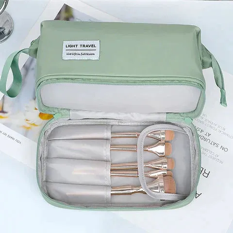 Ultimate Makeup Travel Pouch, Double Layer Cosmetic Bag, Waterproof Organizer Case, Unique Makeup Bag, Cosmetic Travel Bag, Waterproof Organizer Case, Toiletry Bag for Women