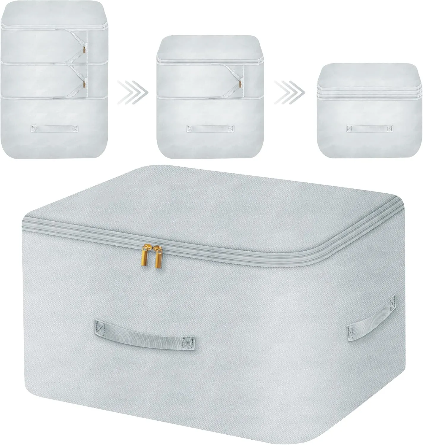 Ultra Space Saving Self Compression Organizer, Comforter Storage Bag for Clothes, Blankets, Pillows, Duvet, Comforters, Bedding Sets and Much More (Gray,X-L - 54 * 42 * 60cm)