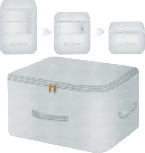 Ultra Space Saving Self Compression Organizer, Comforter Storage Bag for Clothes, Blankets, Pillows, Duvet, Comforters, Bedding Sets and Much More (Gray,X-L - 54 * 42 * 60cm)