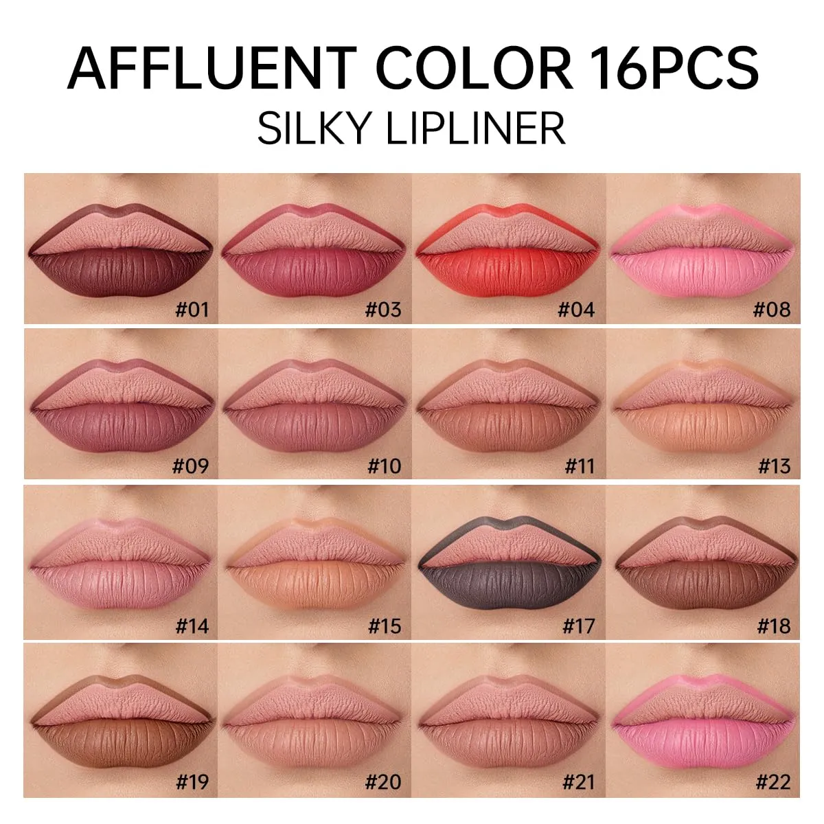 USHAS 16 Pcs Lip Liner Pencil - Matte Lip Liner Set Lip Makeup Soft Pencils for women, Natural Lip Liners Smooth Lipstick pencil (16 Colors (01-16), Pack of 1)