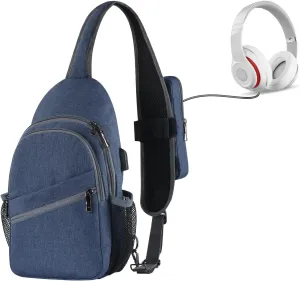 VADOO Sling Backpack with RFID Blocking and Phone Holder on Strap for Men Women Crossbody Chest Bag for Travel Hiking