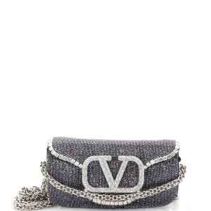 VALENTINO GARAVANI VLogo Loco Flap Shoulder Bag Embellished Leather Small