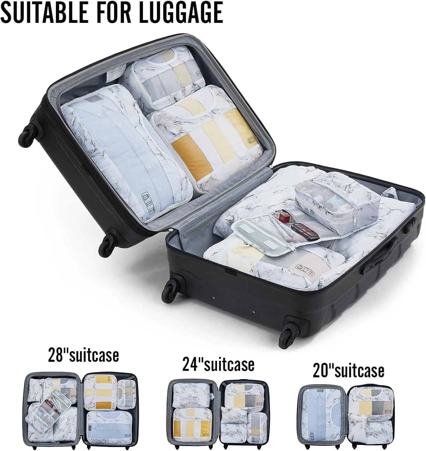 Veken 8 Set Packing Cubes, Travel Gifts for Women Mom, Carry on Suitcase Organizer Bags with Hanging Toiletry Bag and Large Laundry Bag, Travel Essentials Luggage Accessories for Cruise Ship