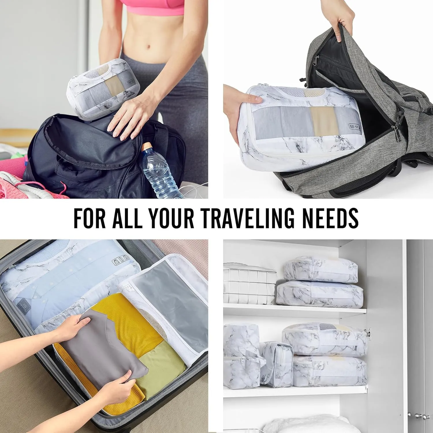 Veken 8 Set Packing Cubes, Travel Gifts for Women Mom, Carry on Suitcase Organizer Bags with Hanging Toiletry Bag and Large Laundry Bag, Travel Essentials Luggage Accessories for Cruise Ship