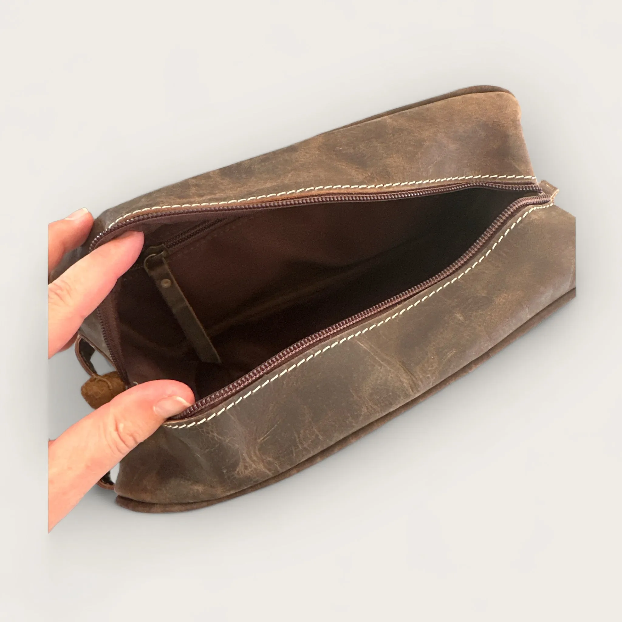 Vintage Leather Toiletry Bag