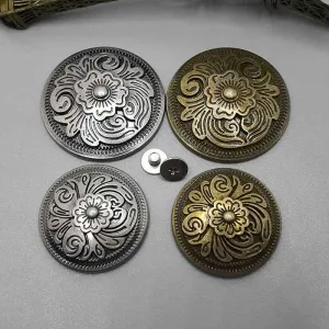 Vintage Round Zinc Alloy Arabesque Screw-Back Stud Buttons 10pcs