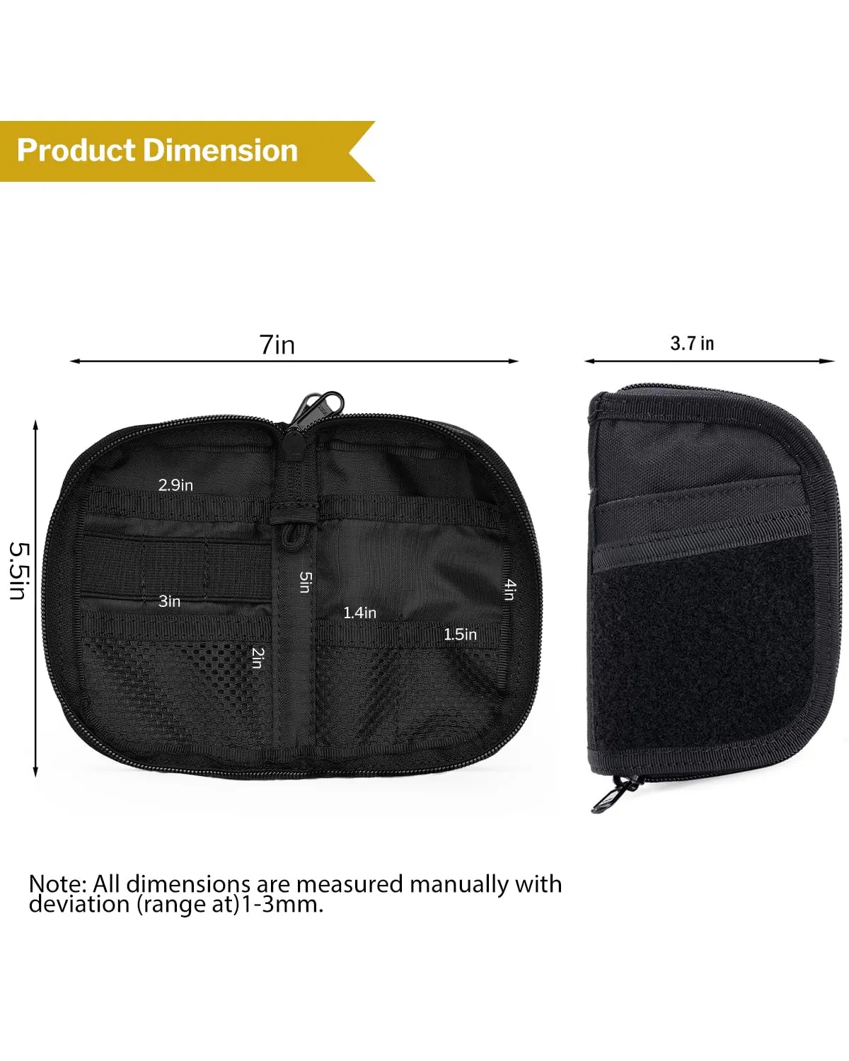VIPERADE VE10 EDC Pouch, Pocket Organizer for Men, EDC Pocket Organizer, EDC Organizer Pouch with 7 Pockets, EDC Pouch Organizer, Utility EDC Pocket Pouch for Multitools, EDC Gears Black