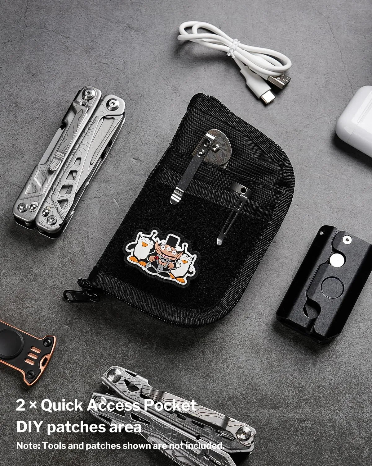 VIPERADE VE10 EDC Pouch, Pocket Organizer for Men, EDC Pocket Organizer, EDC Organizer Pouch with 7 Pockets, EDC Pouch Organizer, Utility EDC Pocket Pouch for Multitools, EDC Gears Black