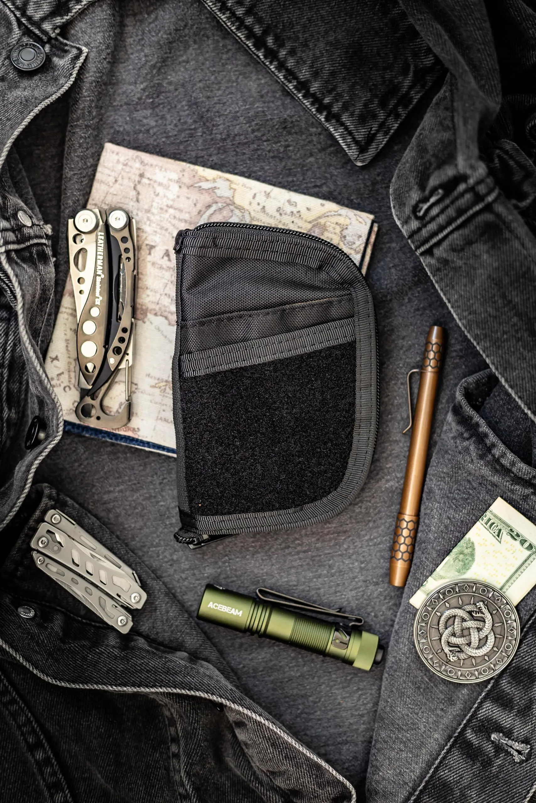 VIPERADE VE10 EDC Pouch, Pocket Organizer for Men, EDC Pocket Organizer, EDC Organizer Pouch with 7 Pockets, EDC Pouch Organizer, Utility EDC Pocket Pouch for Multitools, EDC Gears Black