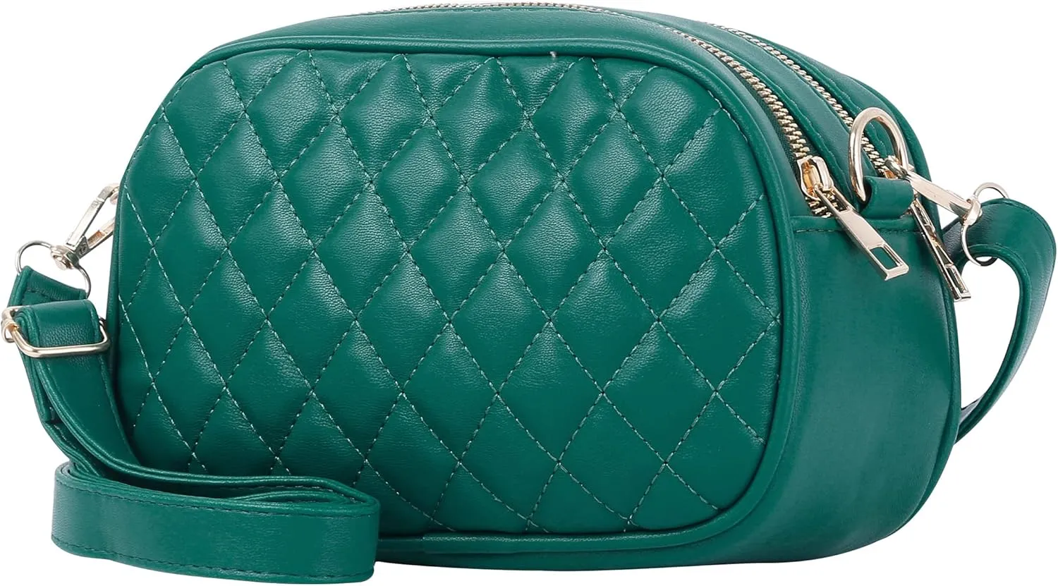 VK Lightweight Soft Quilted Vegan Leather Shoulder Bag for Women Classic Crossbody with Adjustable Strap and Top Zipper