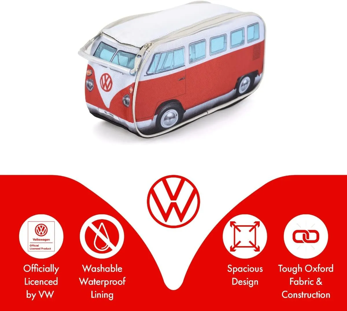 Volkswagen Travel Toiletry Bag for Men and Women - Cosmetic Makeup Organizer Dopp Kit with Internal Pockets and Double Zipper - VW Bus Volkswagen Accessories - Multiple Colors
