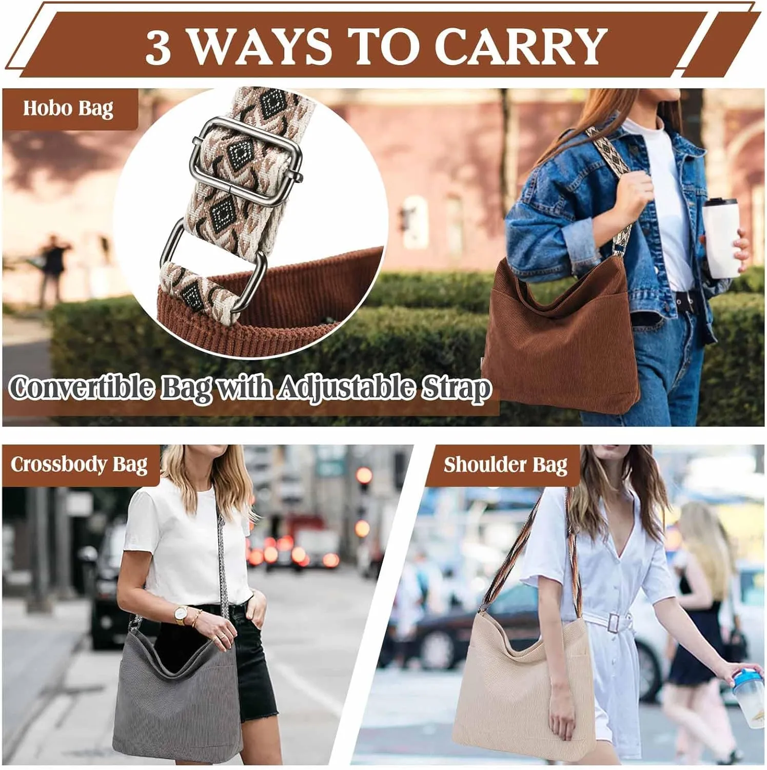 VX VONXURY Crossbody Bag,Lightweight Canvas Shoulder Tote for Women Water Resistant Top Zip Hobo Purse with Adjustable Strap