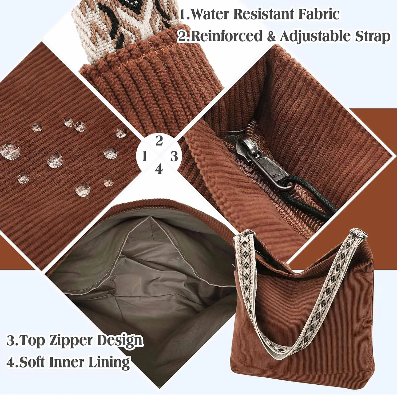 VX VONXURY Crossbody Bag,Lightweight Canvas Shoulder Tote for Women Water Resistant Top Zip Hobo Purse with Adjustable Strap