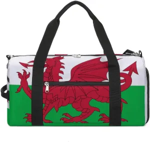 Wales Flag Sports Gym Bag for Men Women with Shoe Compartment Carry On