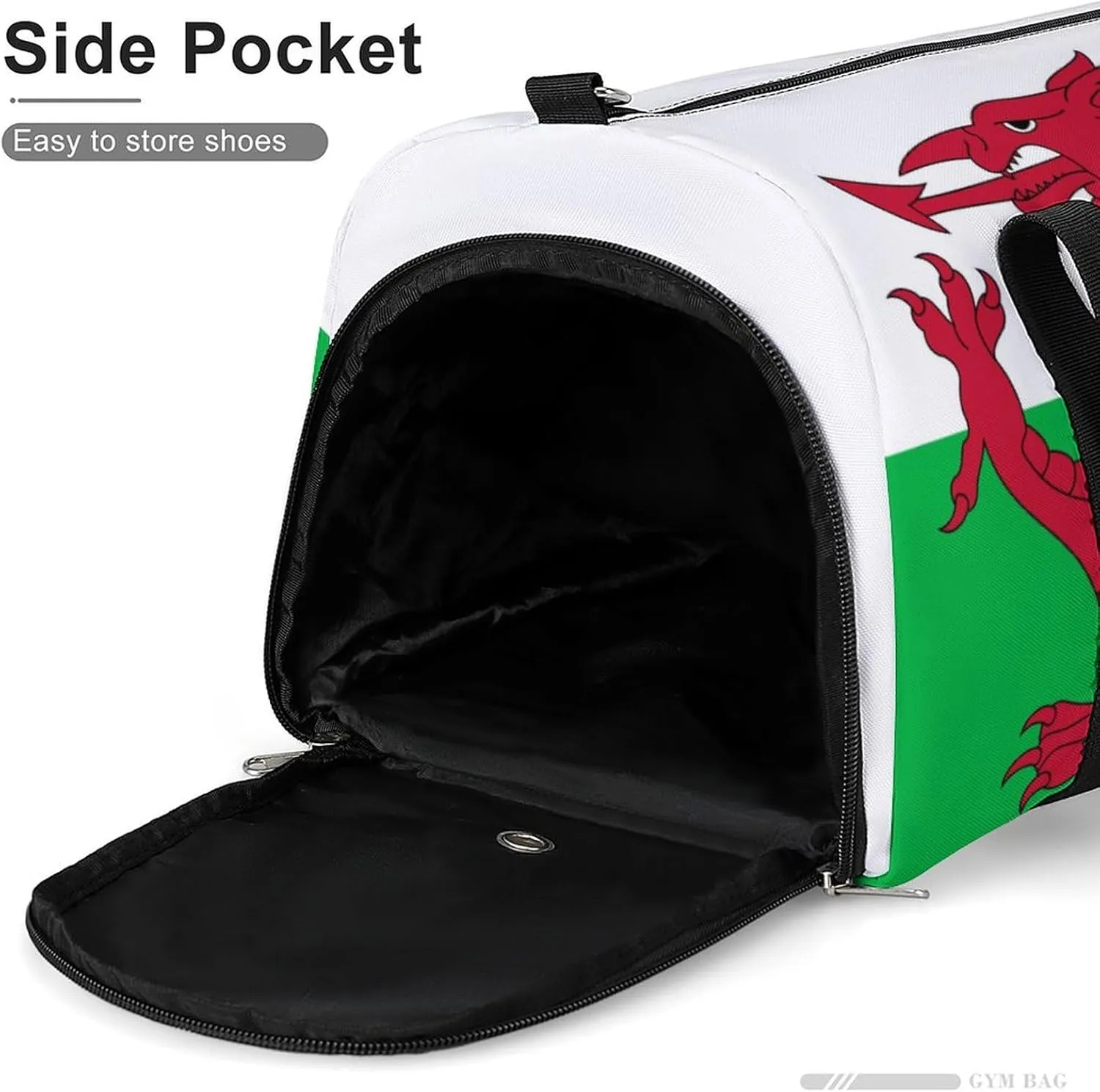 Wales Flag Sports Gym Bag for Men Women with Shoe Compartment Carry On