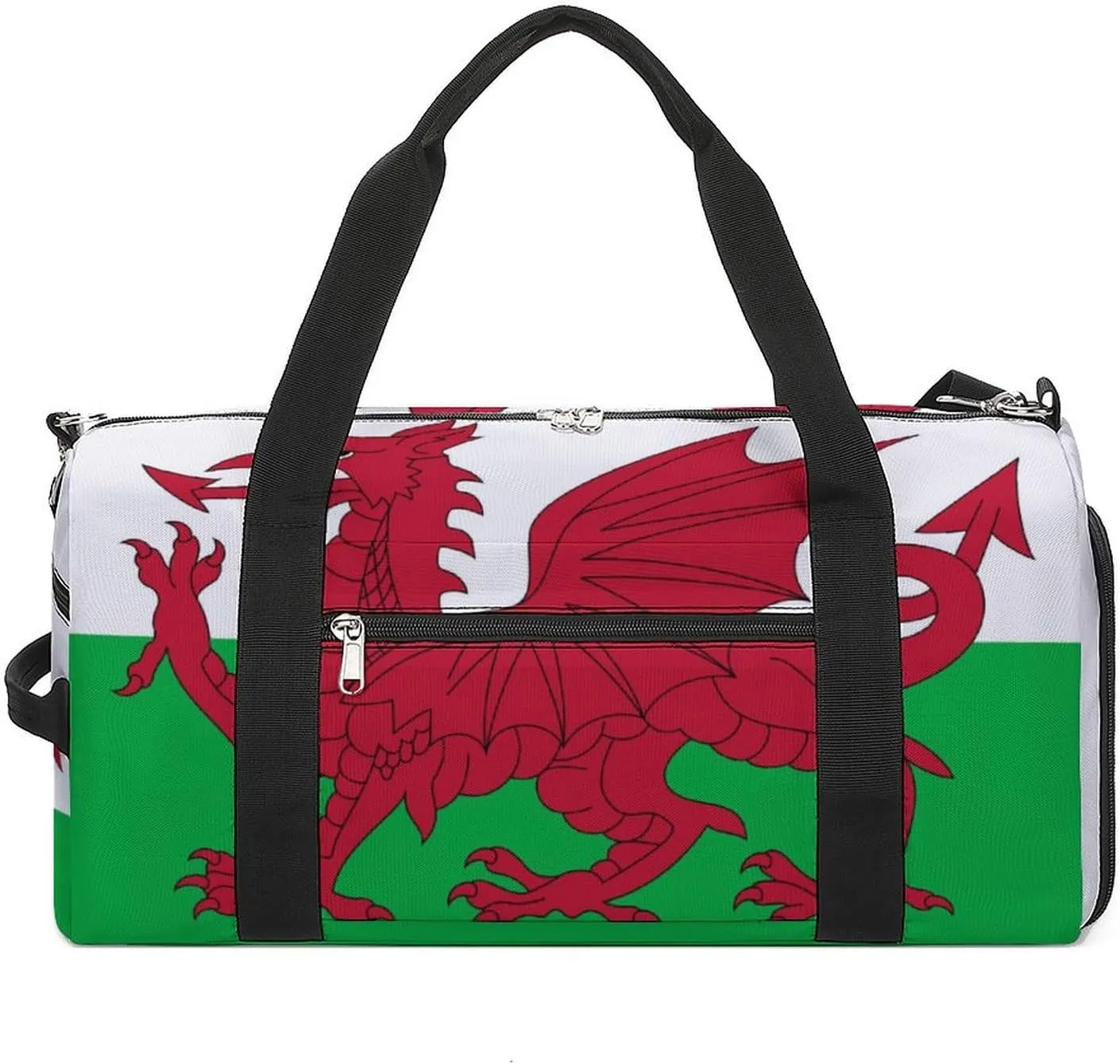 Wales Flag Sports Gym Bag for Men Women with Shoe Compartment Carry On