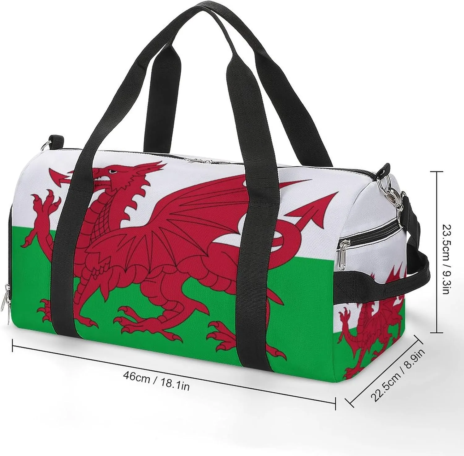 Wales Flag Sports Gym Bag for Men Women with Shoe Compartment Carry On