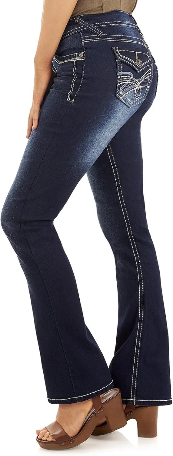 WallFlower Women's Legendary Bootcut Mid-Rise Insta Stretch Juniors Jeans (Standard and Plus)