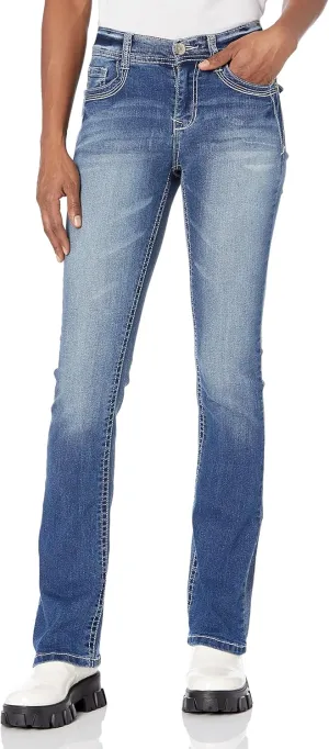 WallFlower Women's Legendary Bootcut Mid-Rise Insta Stretch Juniors Jeans (Standard and Plus)