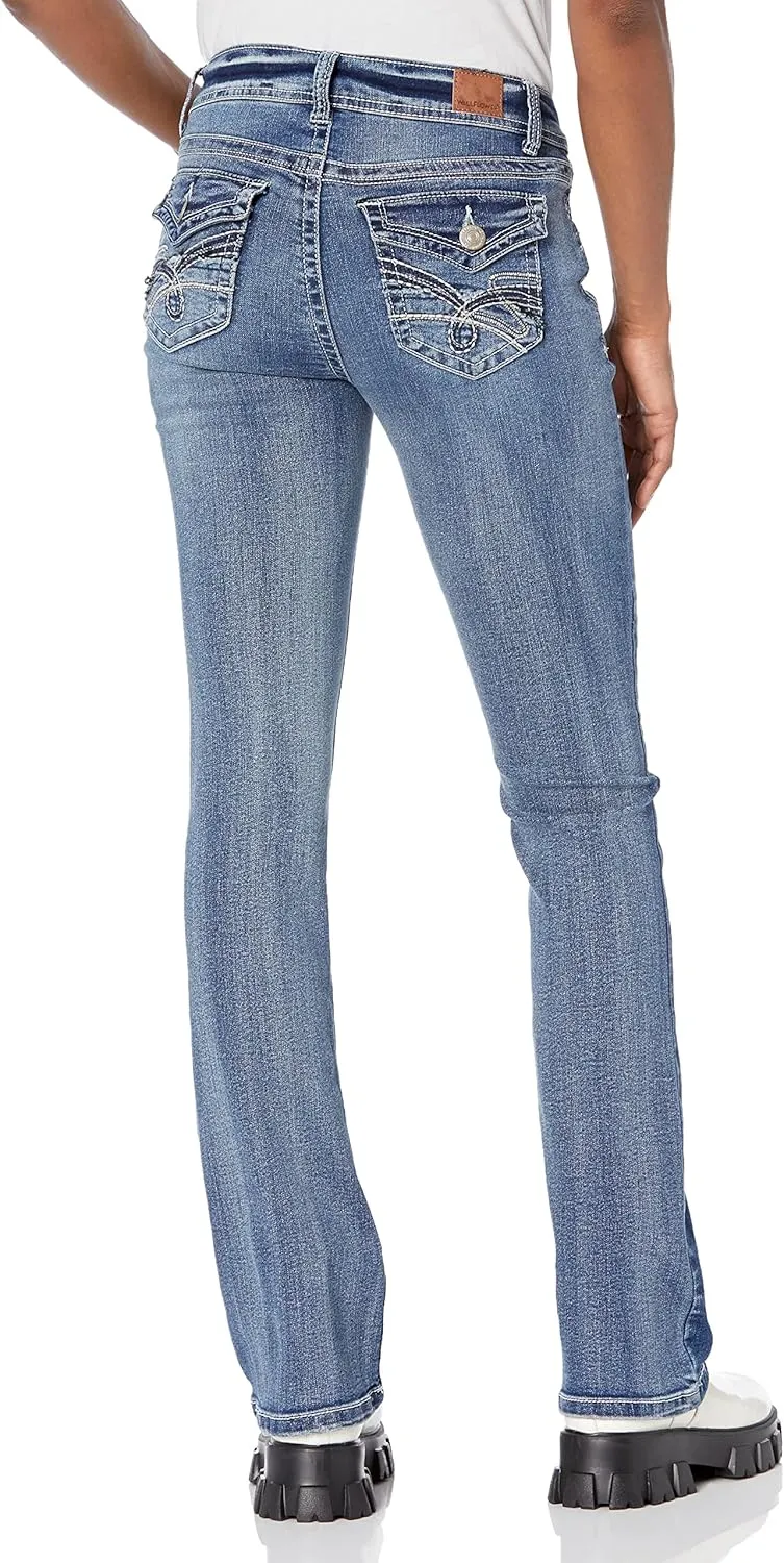 WallFlower Women's Legendary Bootcut Mid-Rise Insta Stretch Juniors Jeans (Standard and Plus)