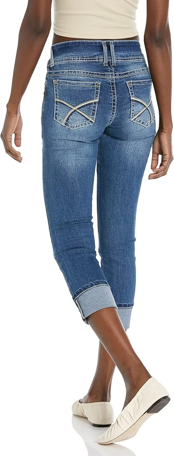 WallFlower Women's Luscious Curvy 23.5'' Crop Mid-Rise Insta Stretch Juniors (Standard and Plus)