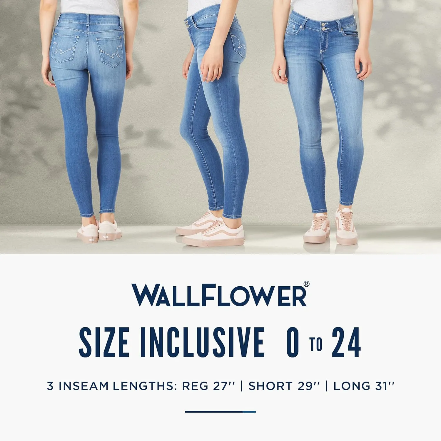 WallFlower Women's Luscious Curvy 23.5'' Crop Mid-Rise Insta Stretch Juniors (Standard and Plus)