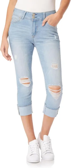 WallFlower Women's Luscious Curvy 23.5'' Crop Mid-Rise Insta Stretch Juniors (Standard and Plus)