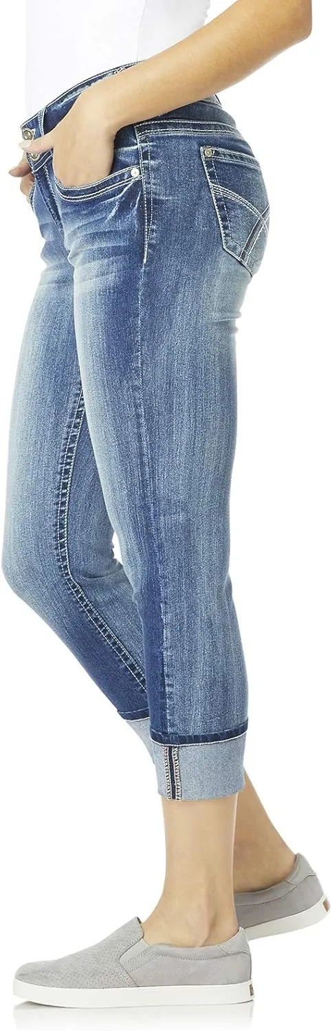 WallFlower Women's Luscious Curvy 23.5'' Crop Mid-Rise Insta Stretch Juniors (Standard and Plus)