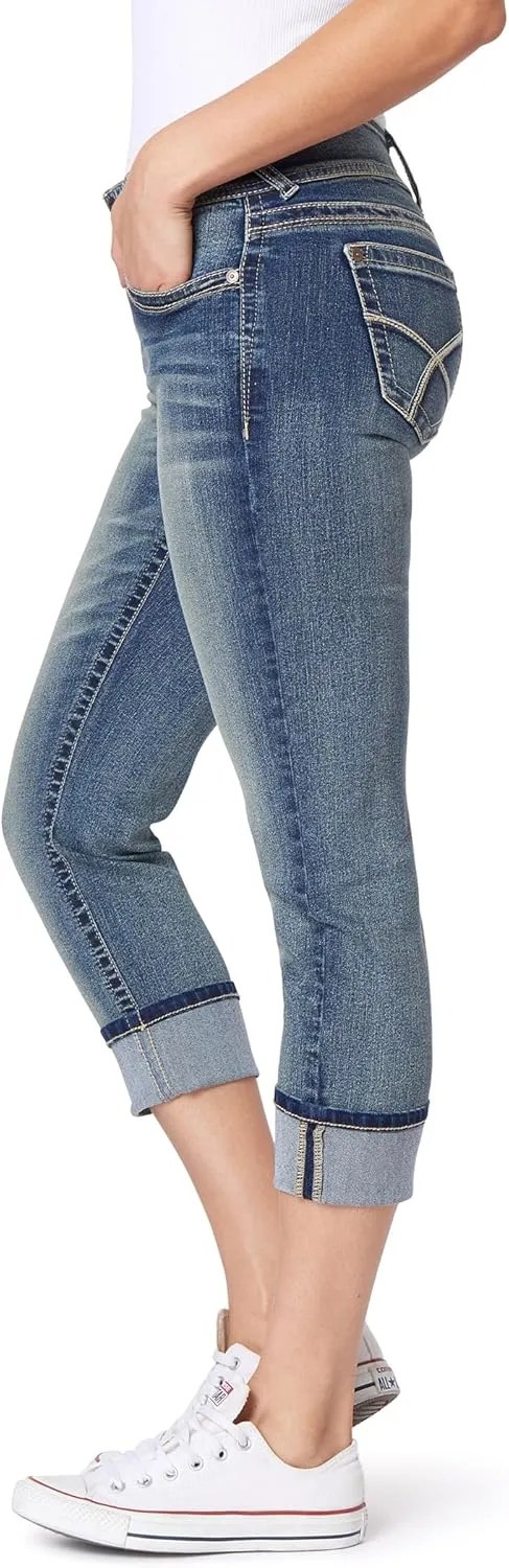 WallFlower Women's Luscious Curvy 23.5'' Crop Mid-Rise Insta Stretch Juniors (Standard and Plus)