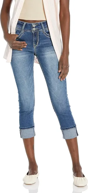 WallFlower Women's Luscious Curvy 23.5'' Crop Mid-Rise Insta Stretch Juniors (Standard and Plus)