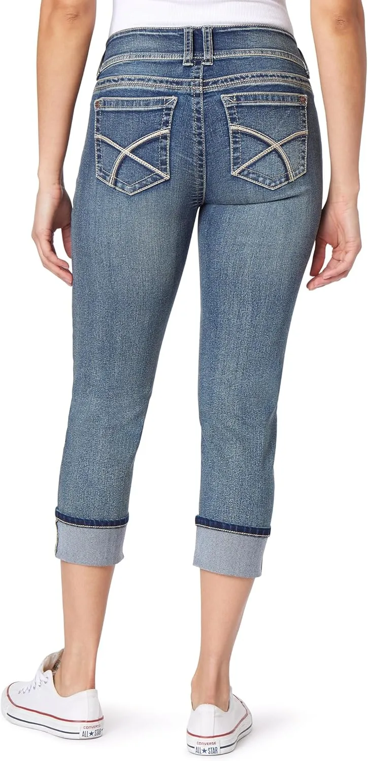 WallFlower Women's Luscious Curvy 23.5'' Crop Mid-Rise Insta Stretch Juniors (Standard and Plus)