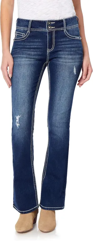 WallFlower Women's Luscious Curvy Bootcut Mid-Rise Bling Insta Stretch Juniors Jeans (Standard and Plus)