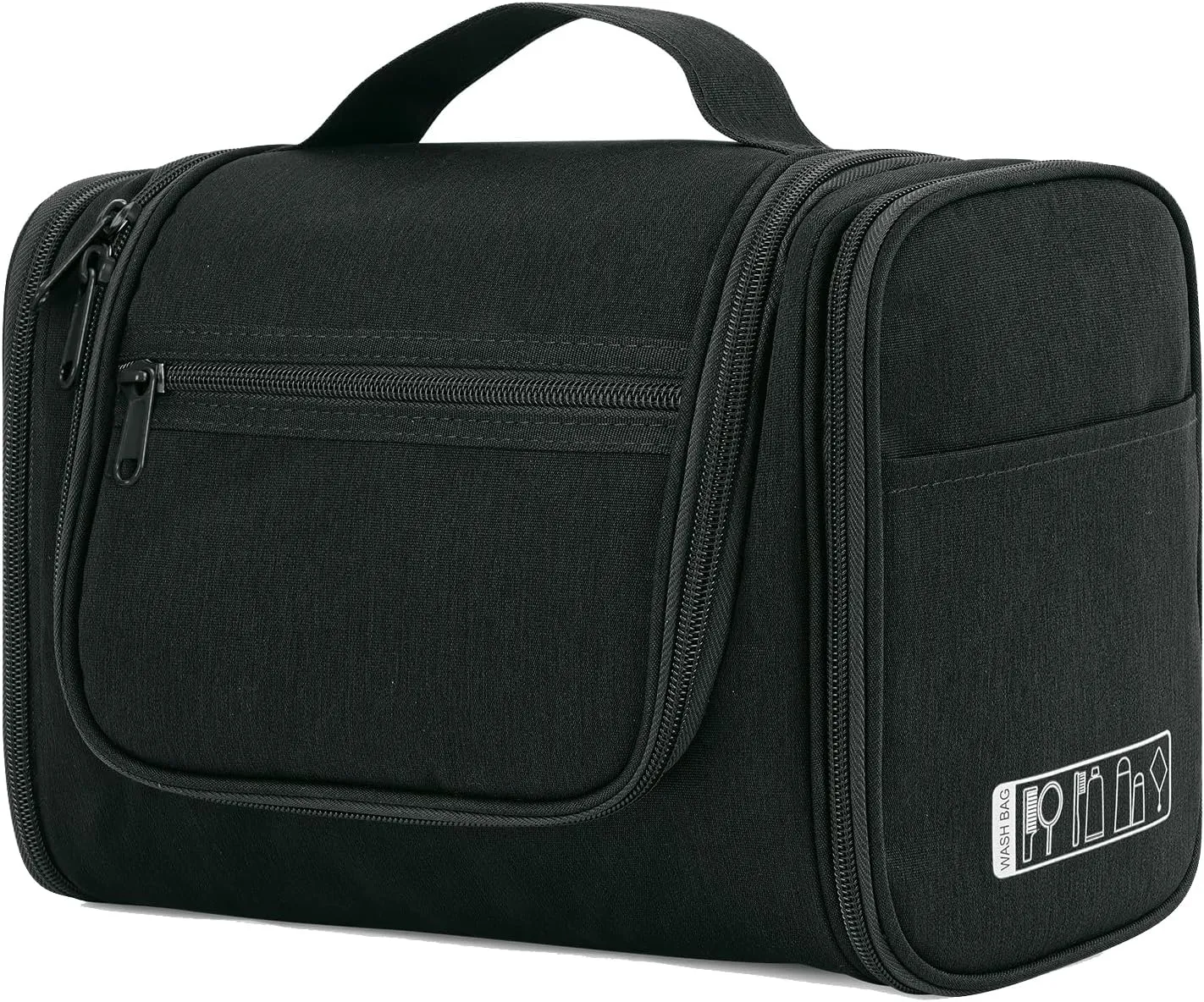 WANDF Large Hanging Toiletry Bag Travel Cosmetic Makeup Organizer Water-Resistant Shower Bathroom Bag for Women and Men (Black)