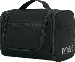 WANDF Large Hanging Toiletry Bag Travel Cosmetic Makeup Organizer Water-Resistant Shower Bathroom Bag for Women and Men (Black)