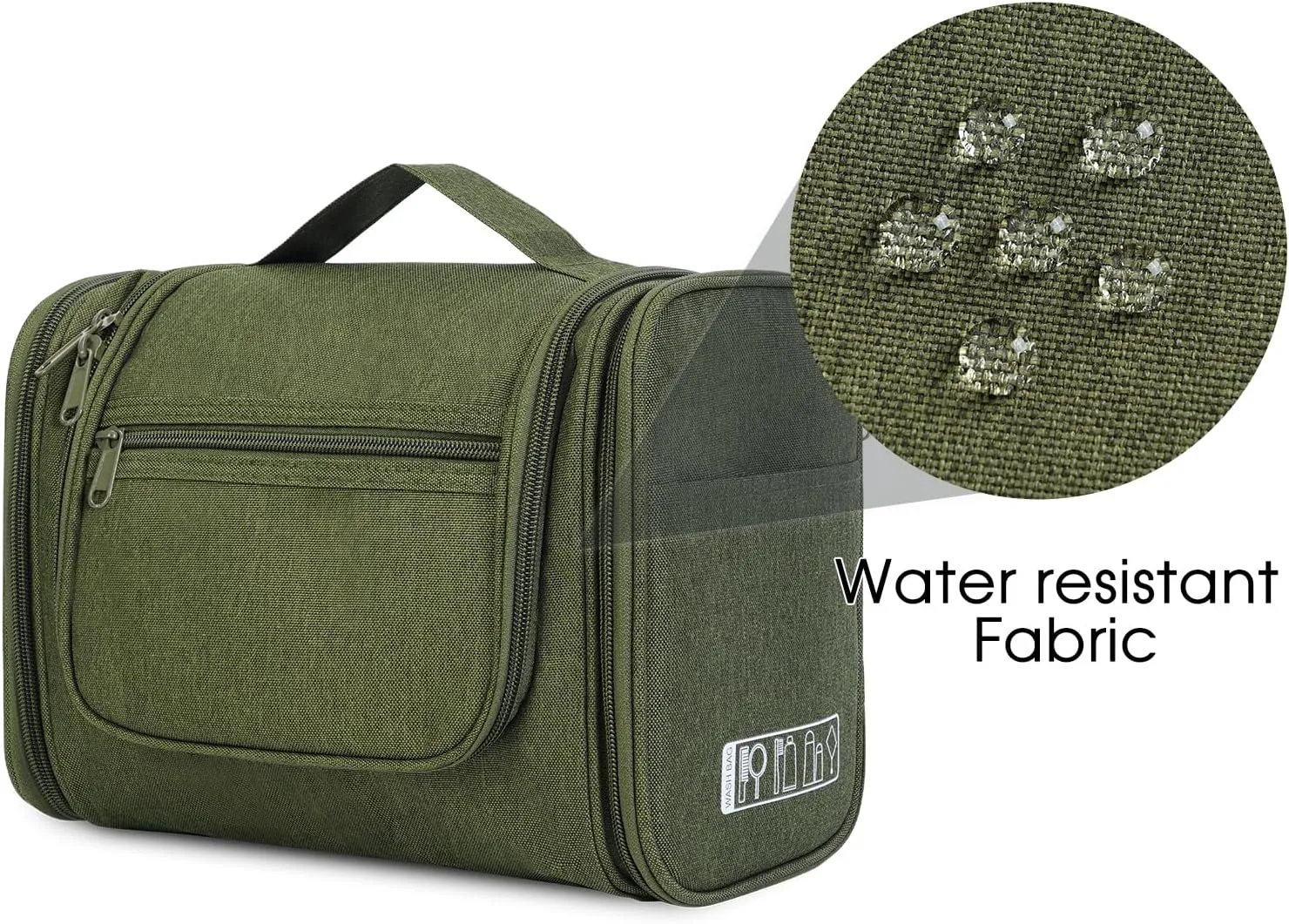 WANDF Large Hanging Toiletry Bag Travel Cosmetic Makeup Organizer Water-Resistant Shower Bathroom Bag for Women and Men (Dark Green)