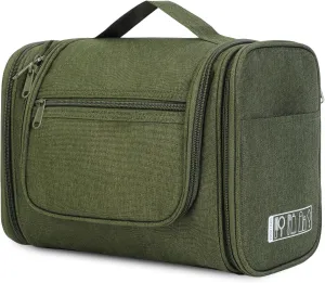 WANDF Large Hanging Toiletry Bag Travel Cosmetic Makeup Organizer Water-Resistant Shower Bathroom Bag for Women and Men (Dark Green)