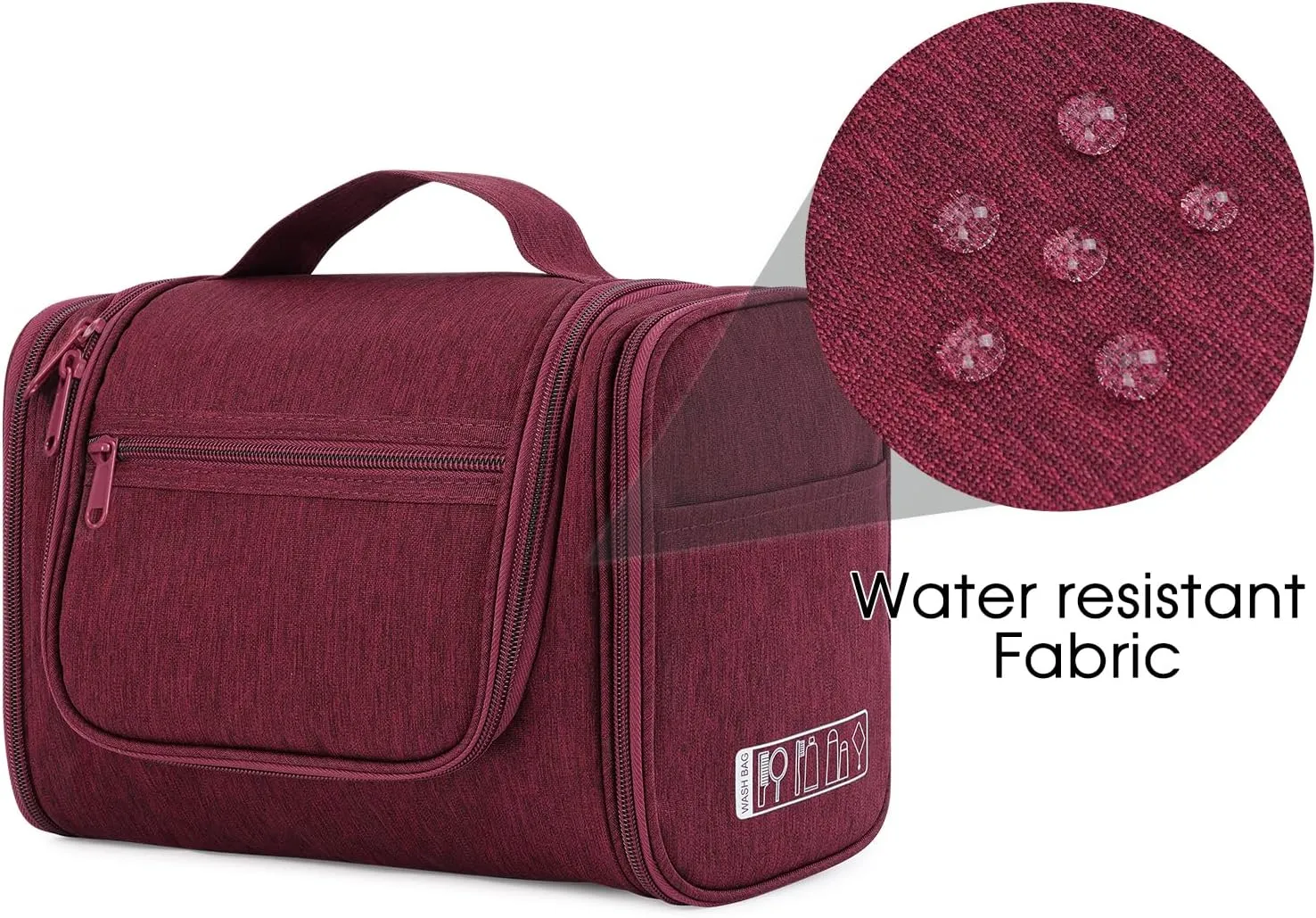 WANDF Large Hanging Toiletry Bag Travel Cosmetic Makeup Organizer Water-Resistant Shower Bathroom Bag for Women and Men (Red)